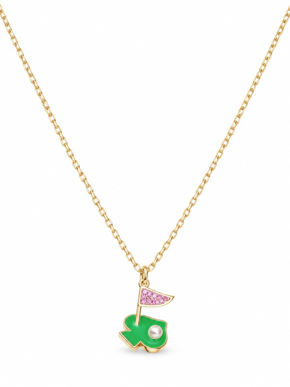kate spade Hole n One Necklace with Green Enamel Golf Charm and Pink Flag